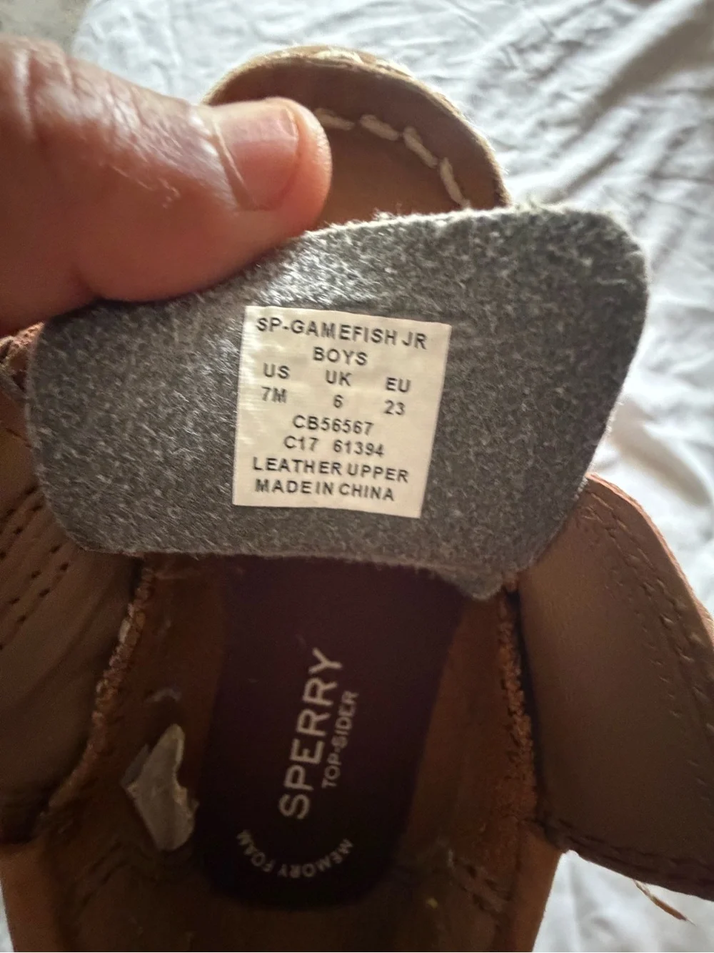 Sperry Boys' Tan Moccasin Boat Shoes with Patterned Laces